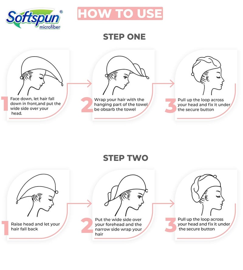 SOFTSPUN SOFTSPUN Microfiber Hair Cap 2 Pcs 70X25 cm Sky Blue 340 GSM Super Absorbent Quick Dry Hair Turban for Drying All Kinds of Hair Straight or Curly Short or Long Thin or Thick Hair - Image 3