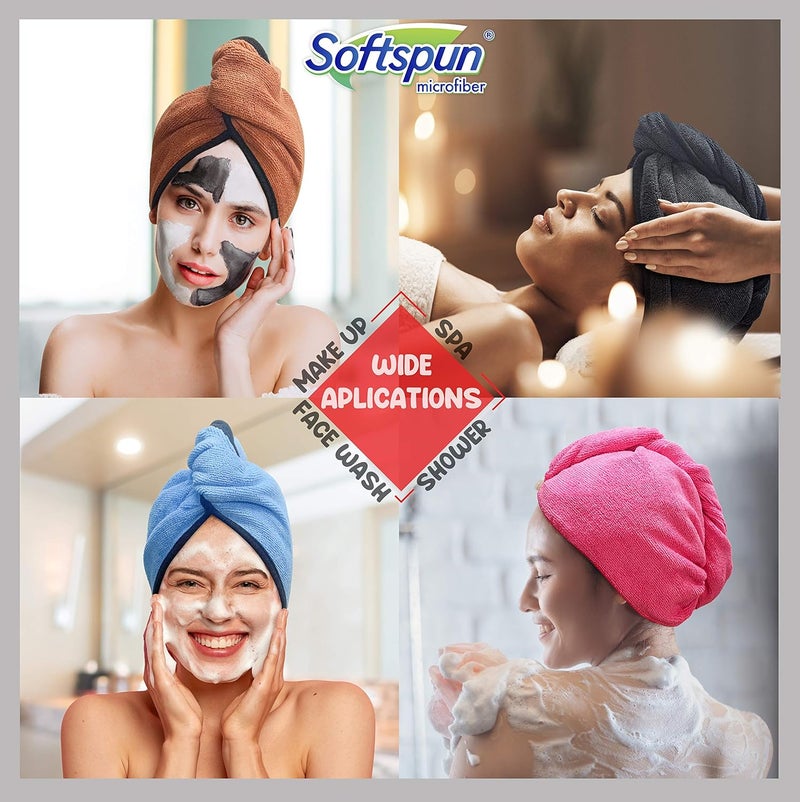 SOFTSPUN SOFTSPUN Microfiber Hair Cap 2 Pcs 70X25 cm Sky Blue 340 GSM Super Absorbent Quick Dry Hair Turban for Drying All Kinds of Hair Straight or Curly Short or Long Thin or Thick Hair - Image 4