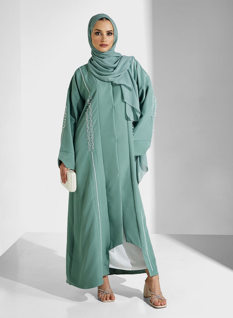 hayas closet Collared Abaya with Embroidery details - Image 5