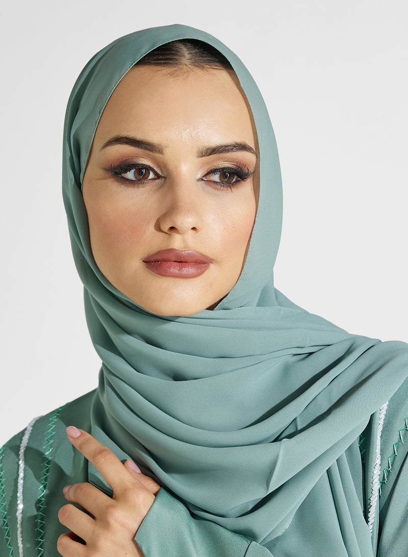 hayas closet Collared Abaya with Embroidery details - Image 4