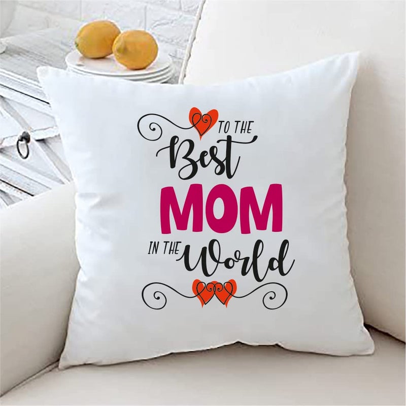 PICRAZEE "Best Mom Dad in World for Mummy Papa | Parents | Mother Father (2pc12”x12” Satin Cushion with Filler, 2pc Coffee Mug & 2pc Fridge Magnet) - Image 2