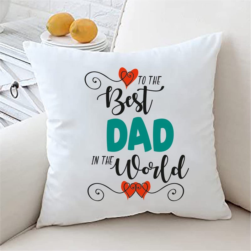 PICRAZEE "Best Mom Dad in World for Mummy Papa | Parents | Mother Father (2pc12”x12” Satin Cushion with Filler, 2pc Coffee Mug & 2pc Fridge Magnet) - Image 3