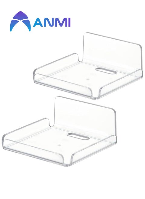 Acrylic Small Wall Shelf Set of 2 for Security Cameras, Speakers, Baby Monitors, Floating Shelves Easy to Install No Drill  (Clear)