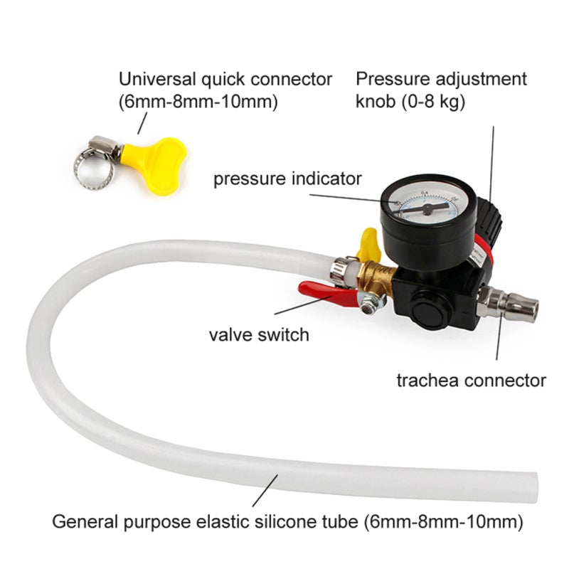Car Cooling System Pressure Testing Kit Watertank Leak Detector Leakage Testers 0-8kg Pressure Adjustable - Image 3