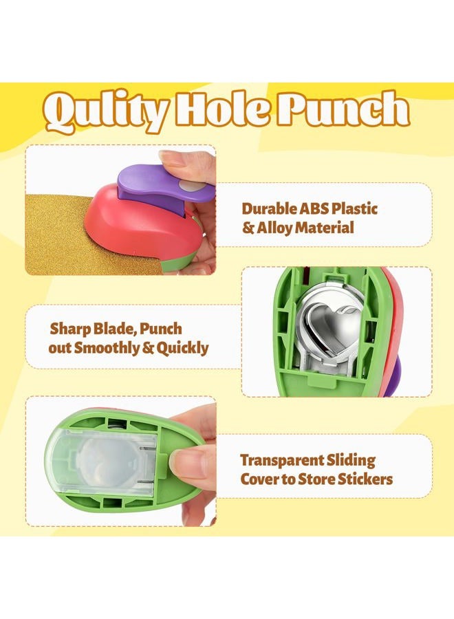 Regilt 6 Pcs Colorful Craft Hole Punch with 10 Glitter Cardstock Papers, Decorative Scrapbook Paper Puncher Set, Different Shape Paper Hole Puncher Set for Office Supplies (6 Pcs Styles 2) - Image 3
