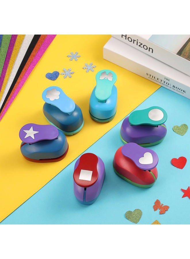 Regilt 6 Pcs Colorful Craft Hole Punch with 10 Glitter Cardstock Papers, Decorative Scrapbook Paper Puncher Set, Different Shape Paper Hole Puncher Set for Office Supplies (6 Pcs Styles 2) - Image 5
