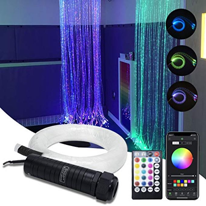 Amki 6W RGBW Fiber Optic Curtain Light Kit, Bluetooth Waterfall Curtain Light for Window Kid Children Sensory Room Home Decoration with Flash Point Fiber Optic Cables 200strands 0.03in/0.75mm 6.5ft/2m - Image 4