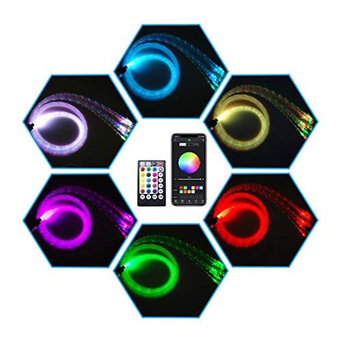 Amki 6W RGBW Fiber Optic Curtain Light Kit, Bluetooth Waterfall Curtain Light for Window Kid Children Sensory Room Home Decoration with Flash Point Fiber Optic Cables 200strands 0.03in/0.75mm 6.5ft/2m - Image 2