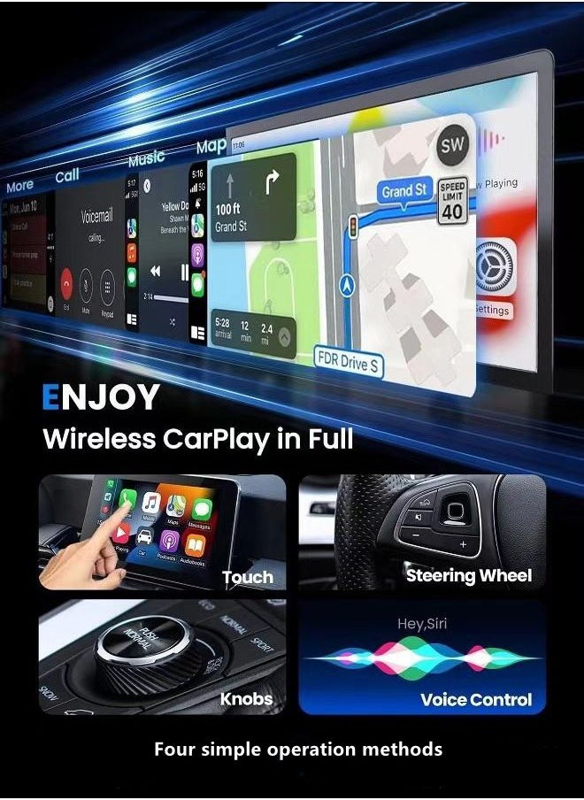 Generic - Mini Wireless Carplay Adapter, Convert Wired to Wireless Car Play & Android Auto 2-in-1 Adapter for Apple iPhone & Android Phone, Plug & Play, Auto Connect, No Delay, w/USB C for iOS 10+ Android 11+ - Image 1