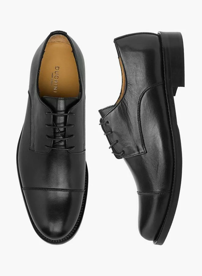 DUCHINI Men Lace-Up Leather Derby Shoes