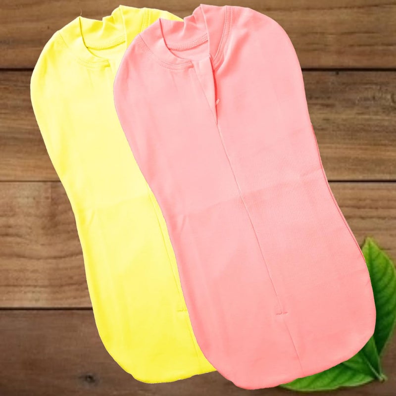 MammaChamp Zipper Swaddle POD Sleeping Bag Blankets Wrap Sack for Newborn Infant Baby 03 months Packof 2 PeachYellow - Image 2