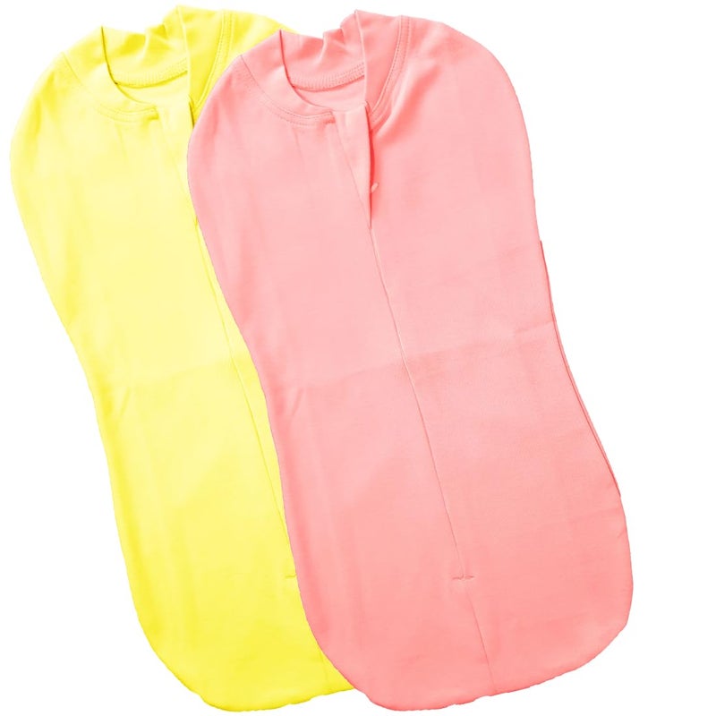 MammaChamp Zipper Swaddle POD Sleeping Bag Blankets Wrap Sack for Newborn Infant Baby 03 months Packof 2 PeachYellow - Image 1