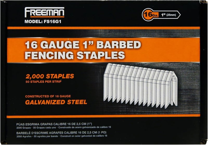 Freeman 16-Gauge 1" Fencing Staples | Glue Collated | Galvanized Steel | 2,000 Count | for Livestock, Horse, Chain Link & Deer Fencing | Compatible with PE20VFS16 and PFS16 | FS16G1 - Image 5