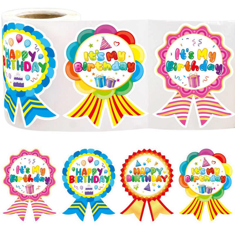 Fancy Land Happy Birthday Badge Stickers for Kids Its My Birthday Stickers Home Classroom Party Decoration 200 Pcs Rainbow - Image 2