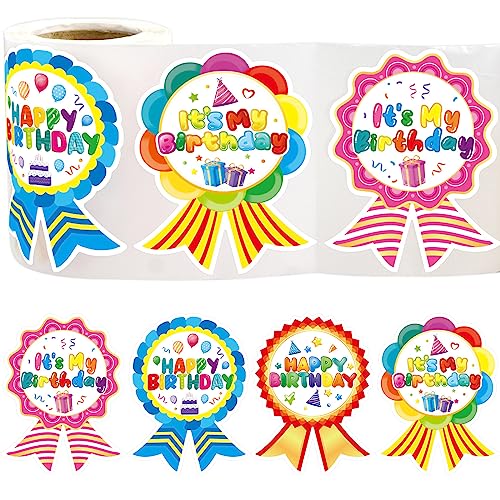 Fancy Land Happy Birthday Badge Stickers for Kids Its My Birthday Stickers Home Classroom Party Decoration 200 Pcs Rainbow - Image 1