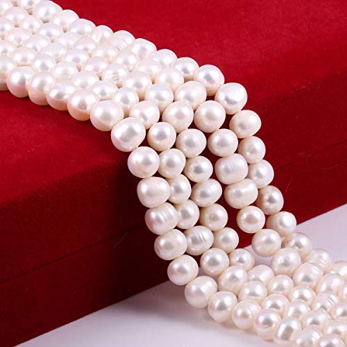 Natural Pearl Beads Cultured Freshwater Round Punch Pearl Loose Beads for Jewelry Making DIY Necklace Bracelet 78mm White