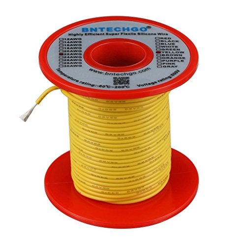 BNTECHGO 22 Gauge Silicone Wire Spool 100 ft Yellow Flexible 22 AWG Stranded Tinned Copper Wire - Image 2