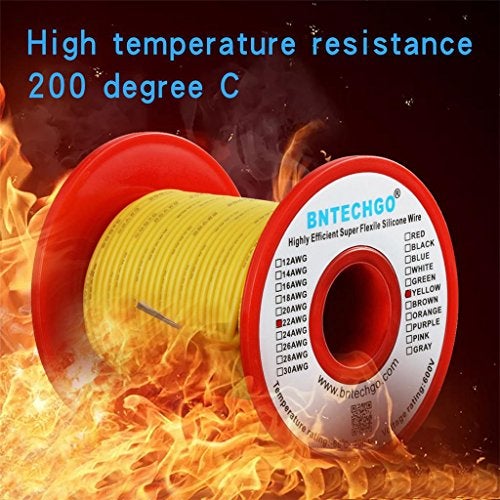 BNTECHGO 22 Gauge Silicone Wire Spool 100 ft Yellow Flexible 22 AWG Stranded Tinned Copper Wire - Image 5