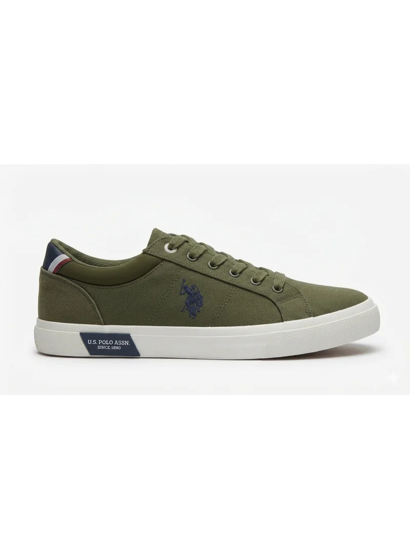 U.S. Polo Assn. USPA Men’s Casual Canvas Sneakers – Khaki Green Lace-Up Lifestyle Shoes | Lightweight Everyday Comfort