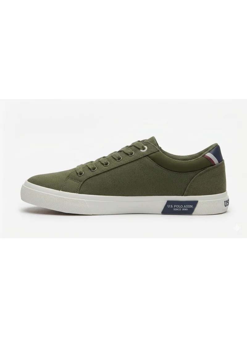 U.S. Polo Assn. USPA Men’s Casual Canvas Sneakers – Khaki Green Lace-Up Lifestyle Shoes | Lightweight Everyday Comfort