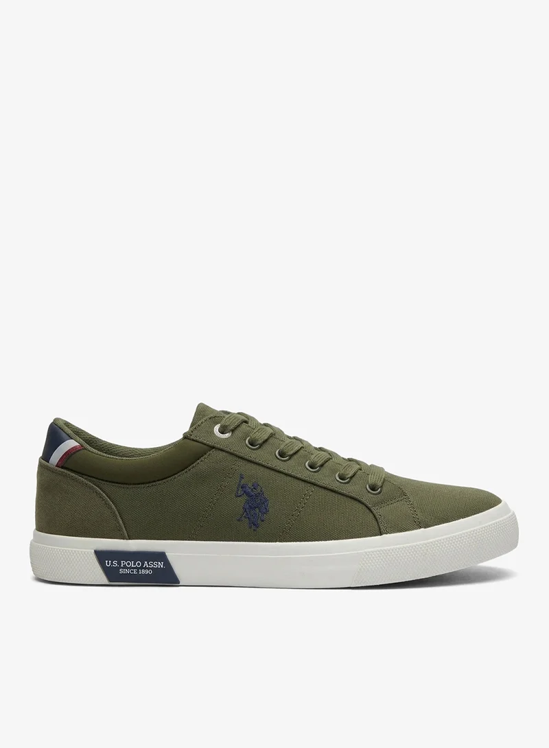 USPA Men’s Casual Canvas Sneakers – Khaki Green Lace-Up Lifestyle Shoes | Lightweight Everyday Comfort