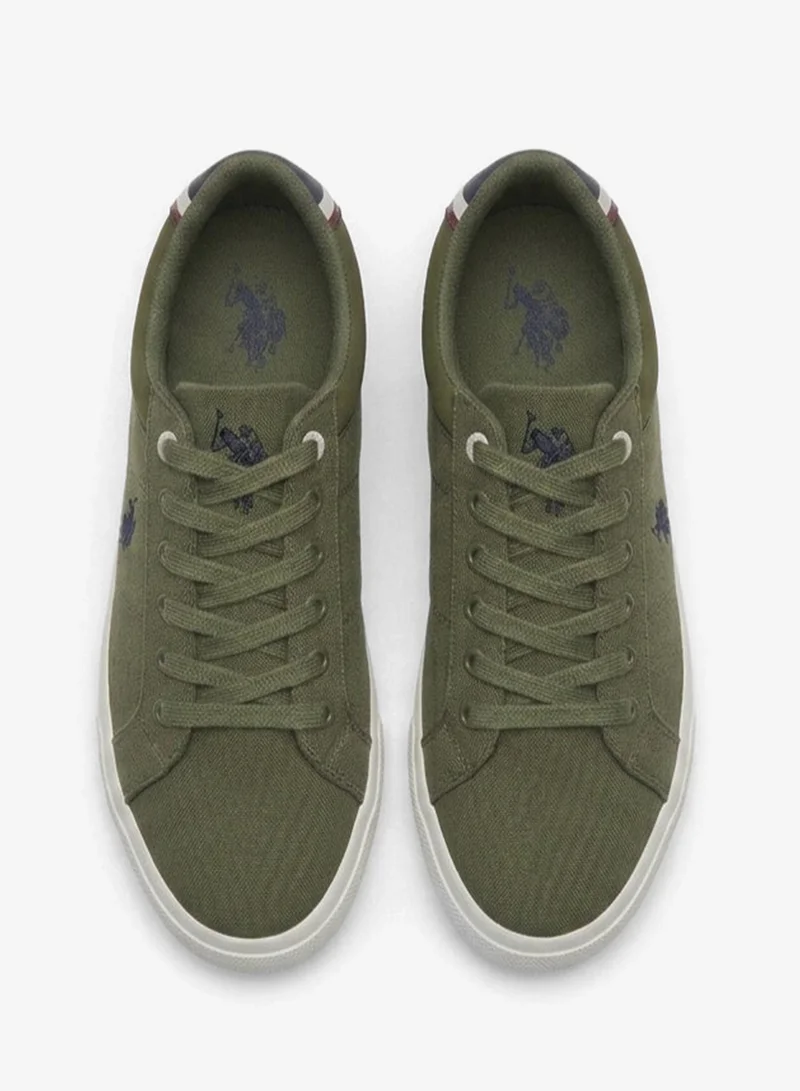 U.S. Polo Assn. Khakhi USPA Men’s Casual Canvas Sneakers – Khaki Green Lace-Up Lifestyle Shoes | Lightweight Everyday Comfort for Men | Best Price UAE