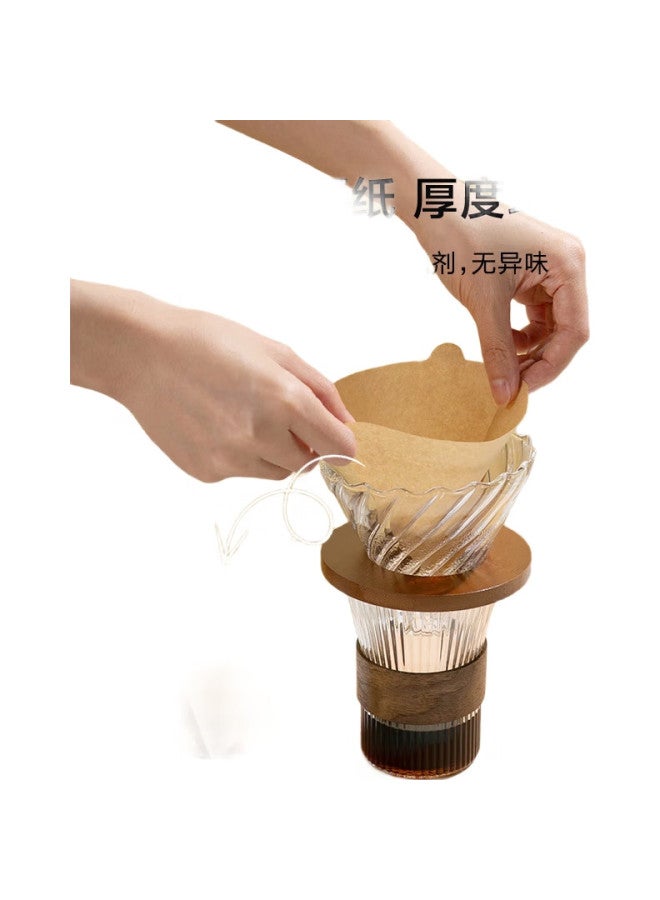 JD.com Jd Jingzao V02 Coffee Filter Paper, Pour-Over Fan-Shaped Funnel Original Color Filter Paper For 1-4 Servings, Large Size [100 Pieces] - Image 3