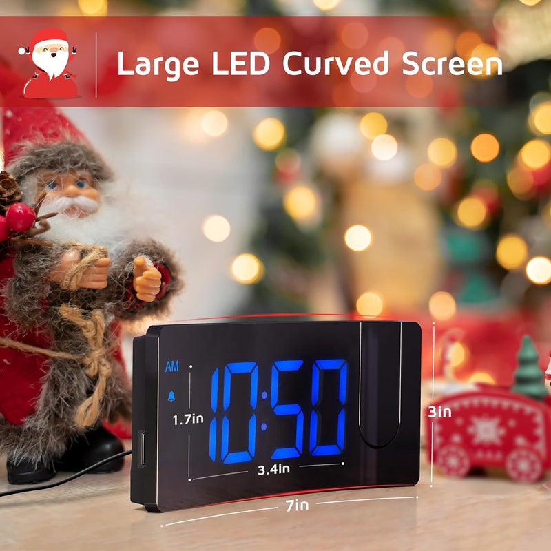 GOLOZA Projection Alarm Clock, Digital Clock with 180° Rotatable Projector, 3-Level Brightness Dimmer, Clear LED Display, USB Charger, Progressive Volume, 9mins Snooze,12/24H, for Bedroom - Image 5
