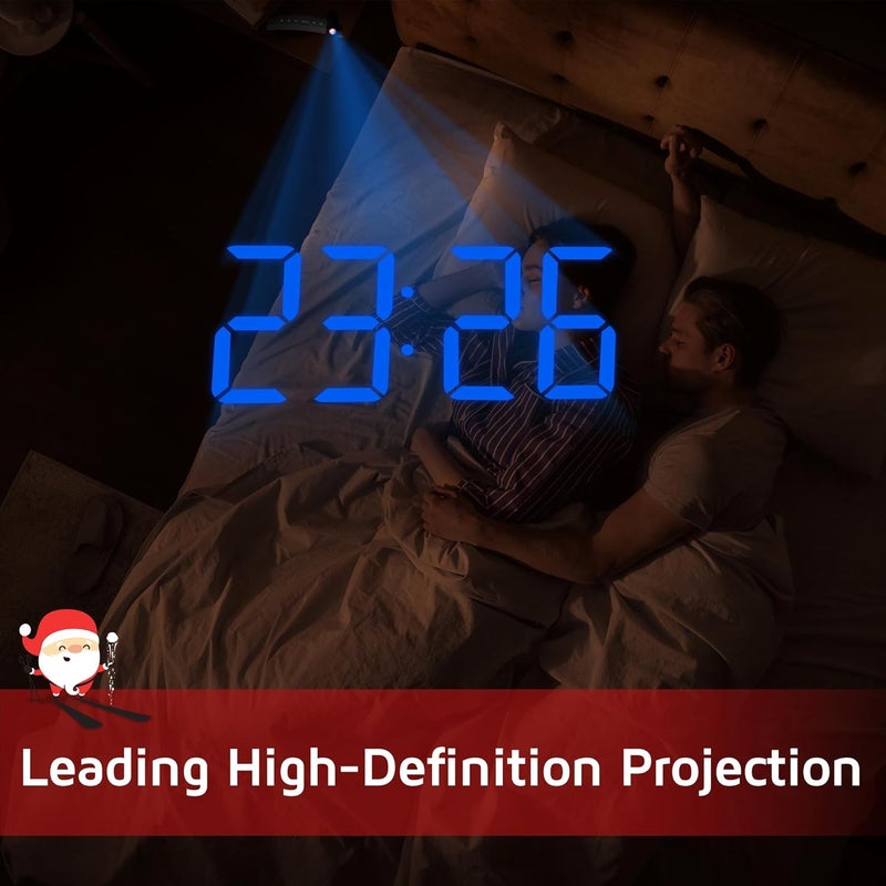 GOLOZA Projection Alarm Clock, Digital Clock with 180° Rotatable Projector, 3-Level Brightness Dimmer, Clear LED Display, USB Charger, Progressive Volume, 9mins Snooze,12/24H, for Bedroom - Image 2