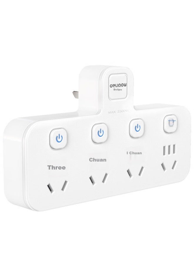 Delipow Power Strip, One To Four Multi-functional Socket, Individual Switch/socket Converter/power Strip/wireless Plug - Image 5