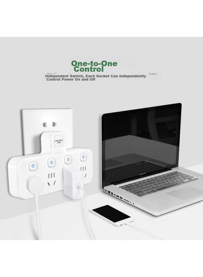 Delipow Power Strip, One To Four Multi-functional Socket, Individual Switch/socket Converter/power Strip/wireless Plug - Image 1