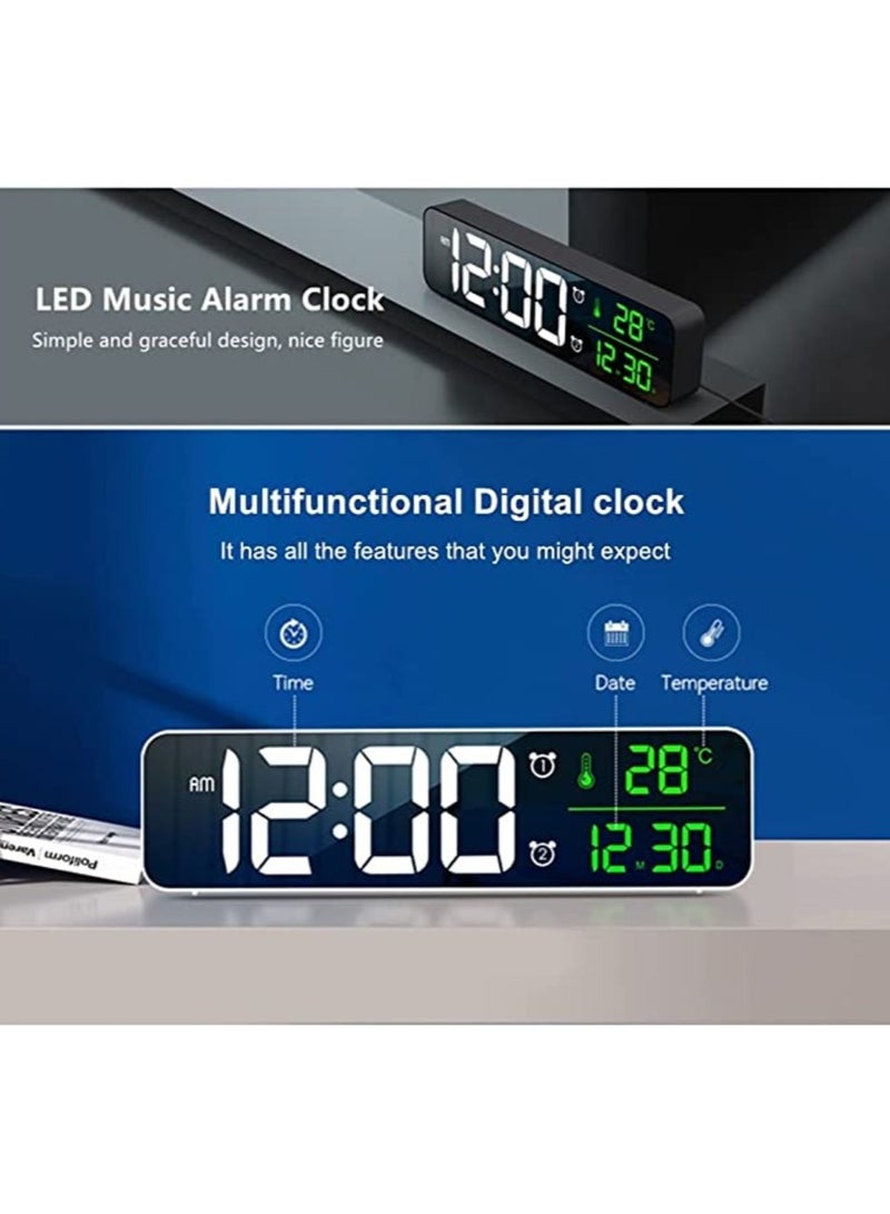 MIRFA Digital Clock, Alarm Clock for Bedroom Digital Clock Large Display Digital Alarm Clock Date & Time Display Digital Wall Clock 10.4 inches 12-24H Snooze Alarm Clock for Living Room. Black  - Image 3