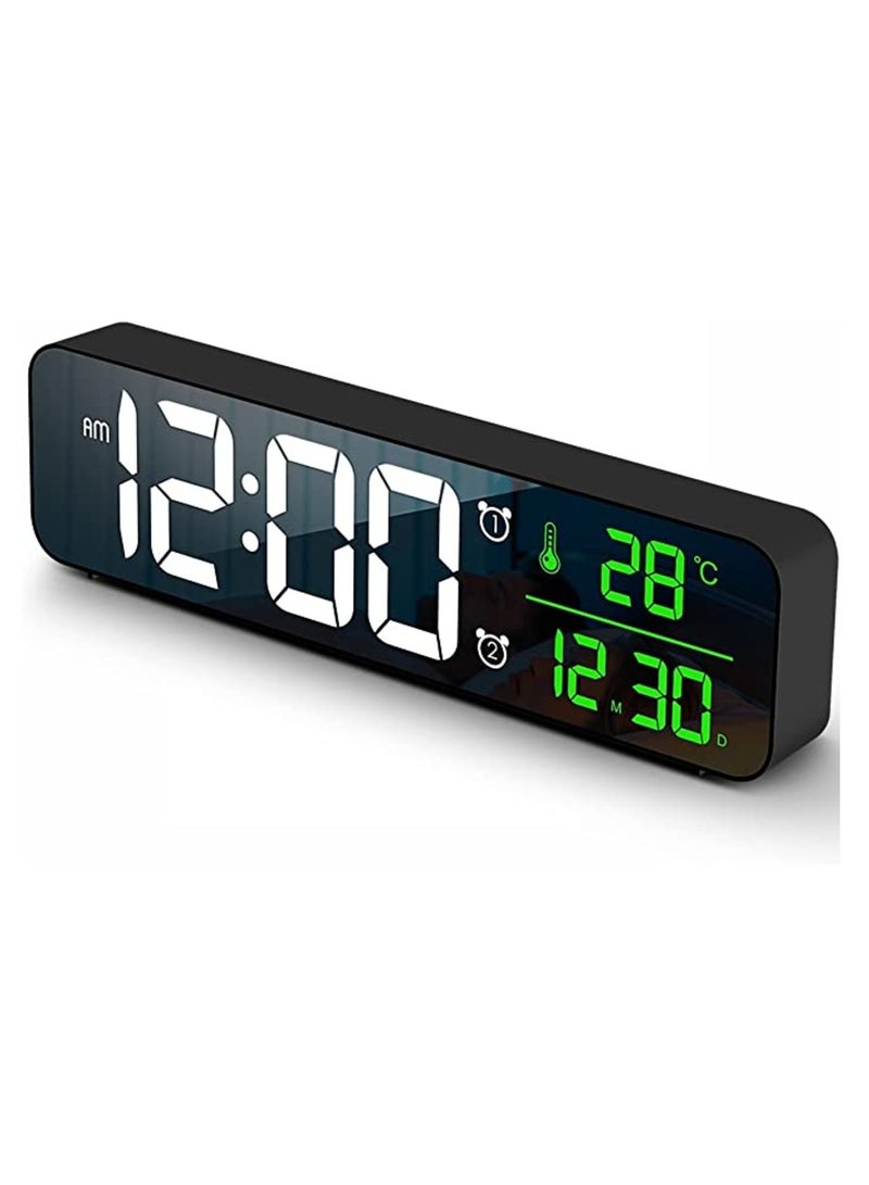 MIRFA Digital Clock, Alarm Clock for Bedroom Digital Clock Large Display Digital Alarm Clock Date & Time Display Digital Wall Clock 10.4 inches 12-24H Snooze Alarm Clock for Living Room. Black  - Image 1