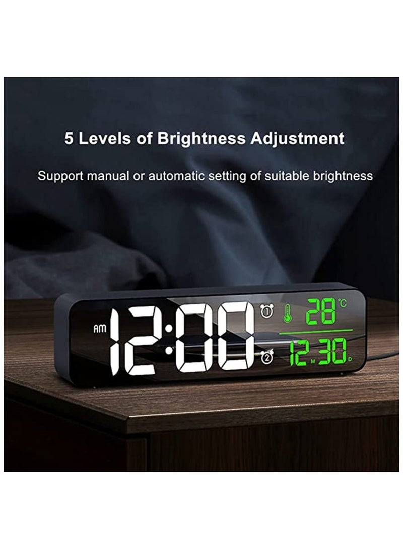 MIRFA Digital Clock, Alarm Clock for Bedroom Digital Clock Large Display Digital Alarm Clock Date & Time Display Digital Wall Clock 10.4 inches 12-24H Snooze Alarm Clock for Living Room. Black  - Image 4