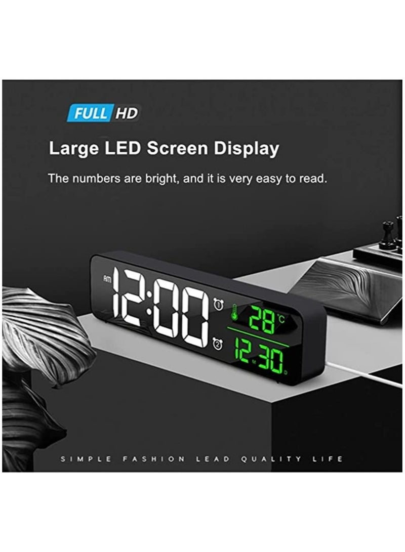 MIRFA Digital Clock, Alarm Clock for Bedroom Digital Clock Large Display Digital Alarm Clock Date & Time Display Digital Wall Clock 10.4 inches 12-24H Snooze Alarm Clock for Living Room. Black  - Image 2