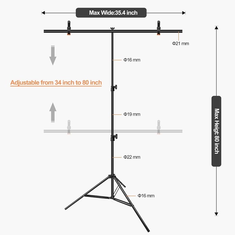 EMART 3x6.5ft T-Shape Backdrop Stand, Adjustable Back Drop Support Kit - Image 2
