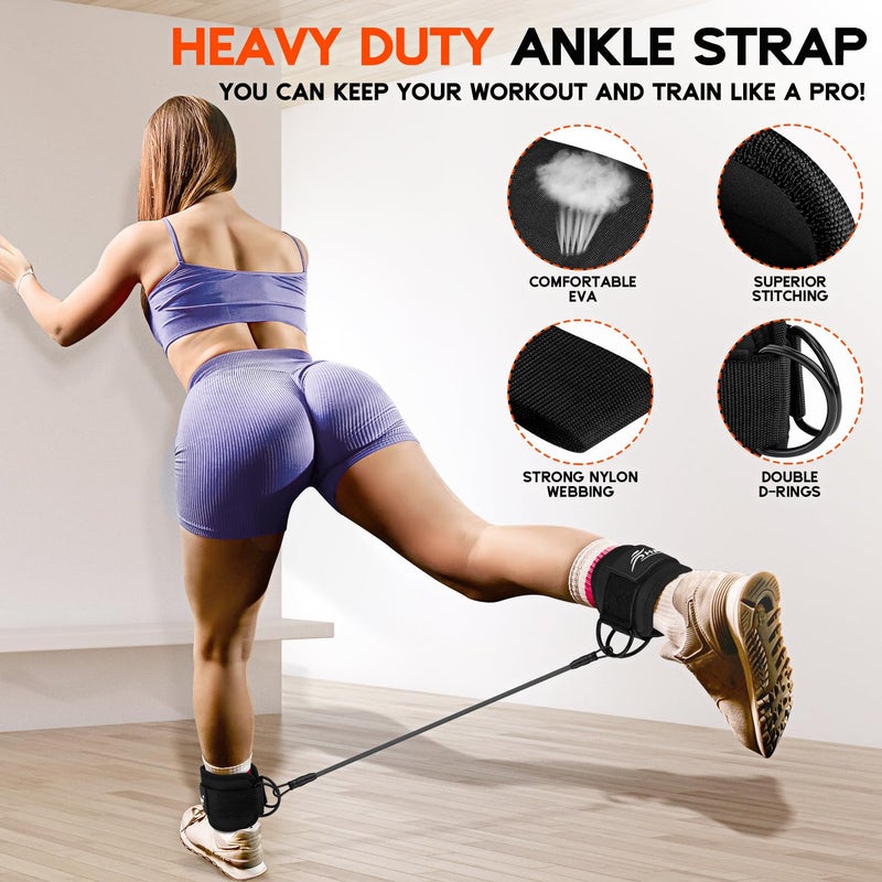 HPYGN Ankle Resistance Bands with Cuffs, Three Different Pound Leg Workout Equipment, Booty Workout Straps with Adjustable, Portable Cable Machine Ankle Strap Suitable for Home, Gym and Office - Image 4