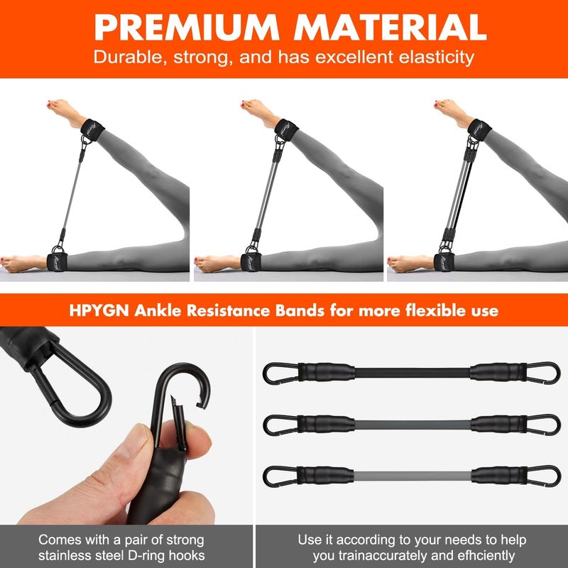 HPYGN Ankle Resistance Bands with Cuffs, Three Different Pound Leg Workout Equipment, Booty Workout Straps with Adjustable, Portable Cable Machine Ankle Strap Suitable for Home, Gym and Office - Image 5