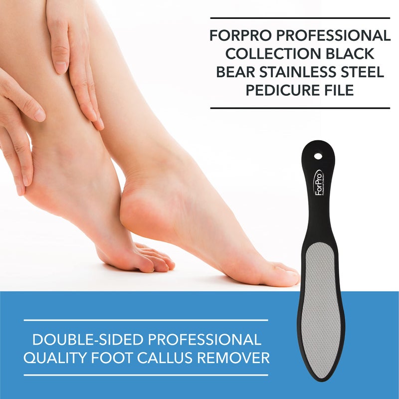 ForPro Professional Collection ForPro Black Bear Stainless Steel Pedicure File, Callus Remover Foot File, Double-Sided Professional Quality Tool for Heels and Feet, 10.5â€™â€™ L - Image 4