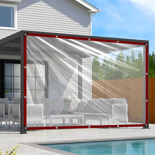 Ouckkhey Clear Tarps Heavy Duty Waterproof 6x8 Plastic Tarp with Grommets Clear Vinyl Tarps for Outdoor Patio Enclosure Chicken Coop Covers Waterproof Transparent Tarpaulin for Porch Greenhouse Plant - Image 1