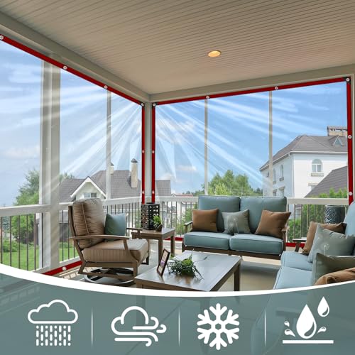 Ouckkhey Clear Tarps Heavy Duty Waterproof 6x8 Plastic Tarp with Grommets Clear Vinyl Tarps for Outdoor Patio Enclosure Chicken Coop Covers Waterproof Transparent Tarpaulin for Porch Greenhouse Plant - Image 2