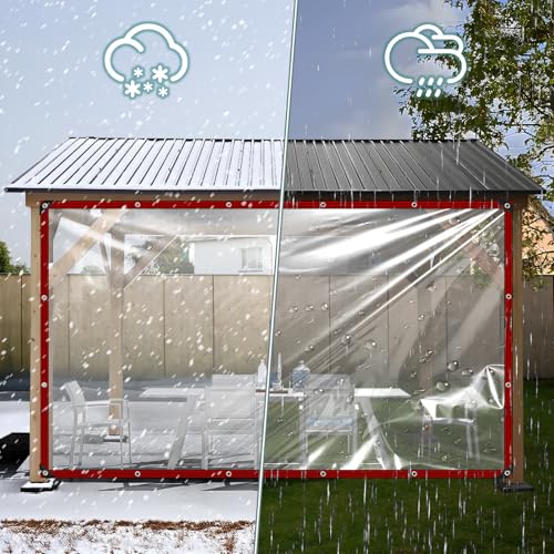 Ouckkhey Clear Tarps Heavy Duty Waterproof 6x8 Plastic Tarp with Grommets Clear Vinyl Tarps for Outdoor Patio Enclosure Chicken Coop Covers Waterproof Transparent Tarpaulin for Porch Greenhouse Plant - Image 5