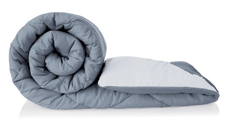 la' amour Premium Microfiber Solid Plain Double Bed Comforter | All-Season Reversible AC Blanket for Winter & Summer | Soft & Lightweight Quilt for Double Bed - 220 GSM, Grey - Image 1