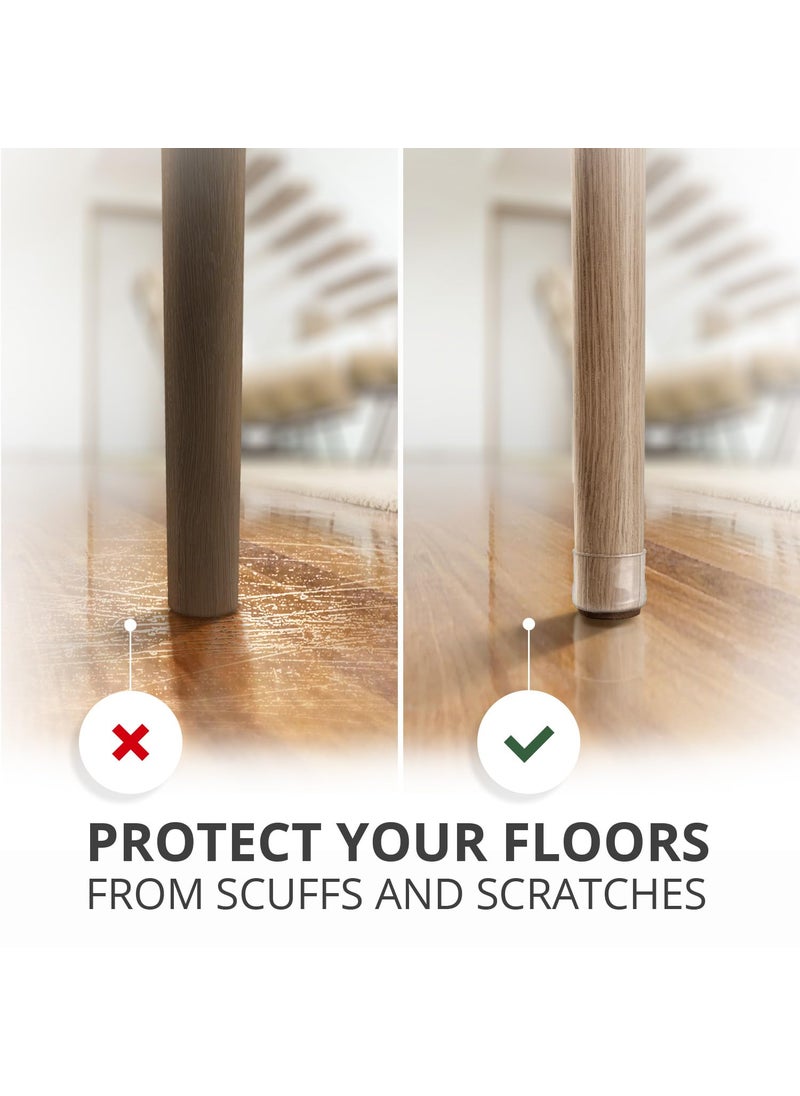 X-Protector 32 PCS Chair Leg Floor Protectors with Felt Pads X-Protector - 1.4" - 1.8" - Furniture Pads for Hardwood Floors - Clear Chair Pads - Floor Protectors for Chairs - Brown Chair Leg Covers!  - Image 4