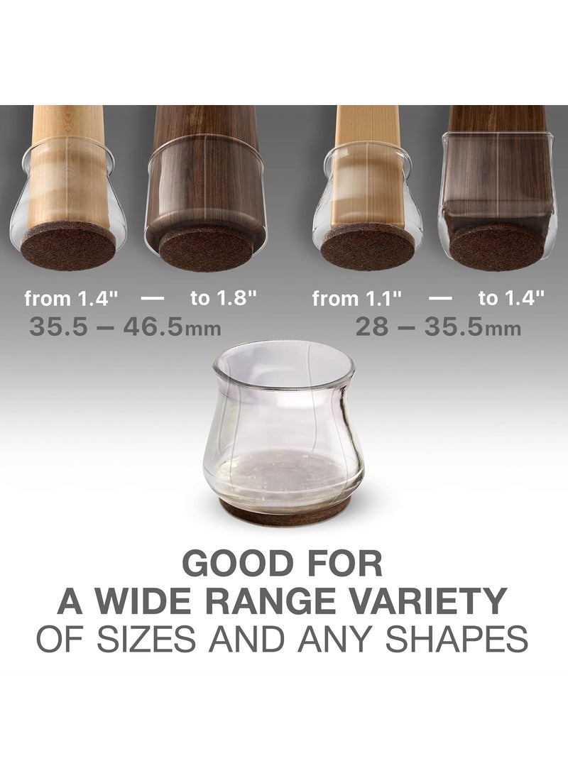 X-Protector 32 PCS Chair Leg Floor Protectors with Felt Pads X-Protector - 1.4" - 1.8" - Furniture Pads for Hardwood Floors - Clear Chair Pads - Floor Protectors for Chairs - Brown Chair Leg Covers!  - Image 3