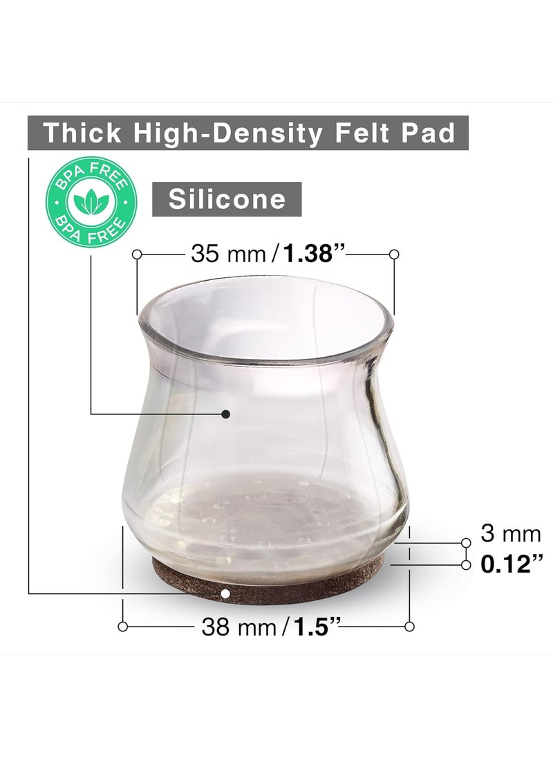 X-Protector 32 PCS Chair Leg Floor Protectors with Felt Pads X-Protector - 1.4" - 1.8" - Furniture Pads for Hardwood Floors - Clear Chair Pads - Floor Protectors for Chairs - Brown Chair Leg Covers!  - Image 5