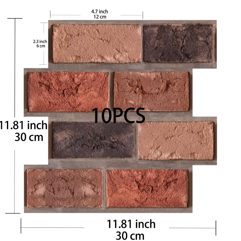 szgwtk 3D Wall Panels Peel and Stick,Red 3D Brick Wallpaper,10PCS 11.8x11.8 Inch,Faux Stone Wall Panel Self-Adhesive for Accent Walls, Kitchen, Bathroom, Bedroom & Office Decor (red) - Image 2