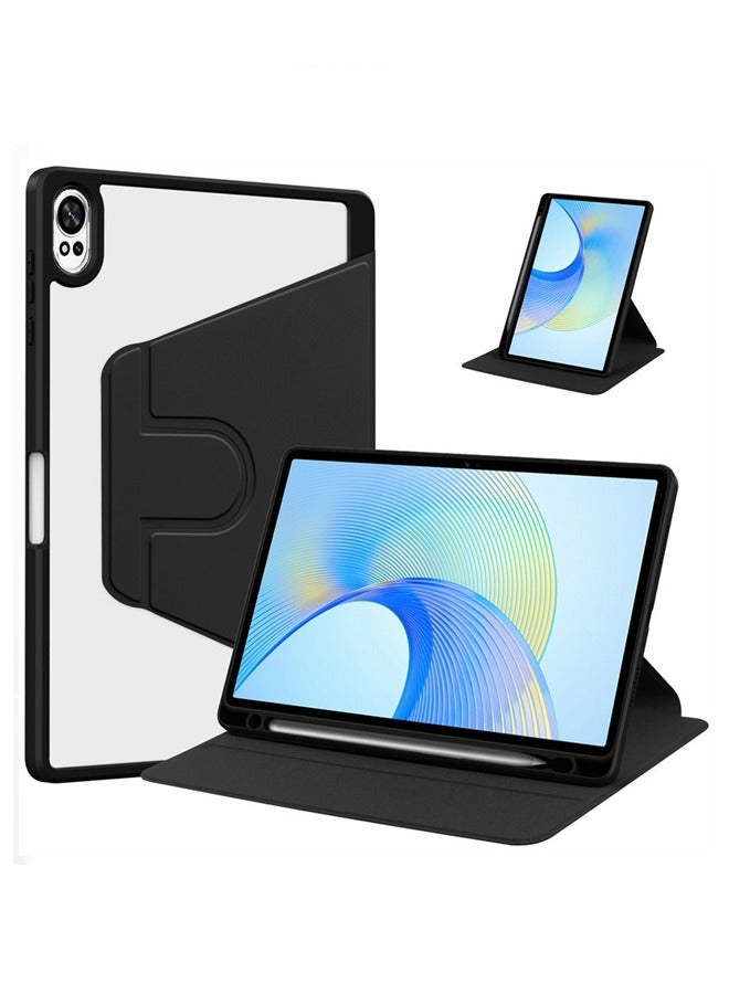 for HUAWEI MatePad 12X Case Cover, Tablet Protective Case With Pen Slot, Acrylic 360 ° Rotating Design, Automatic Wake-up/sleep, Soft Leather, Black  - Image 1