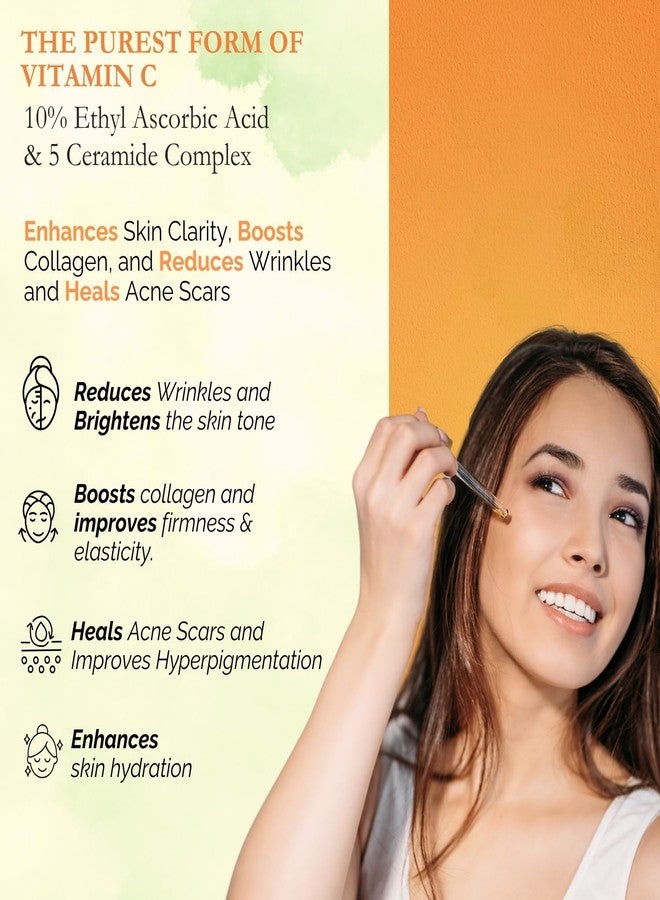 Exotic Aromas 10% Vitamin C & Ceramide Brightening Face Serum, Reduces Dark Spots, Non Sticky Formula- 30 ML - Image 3