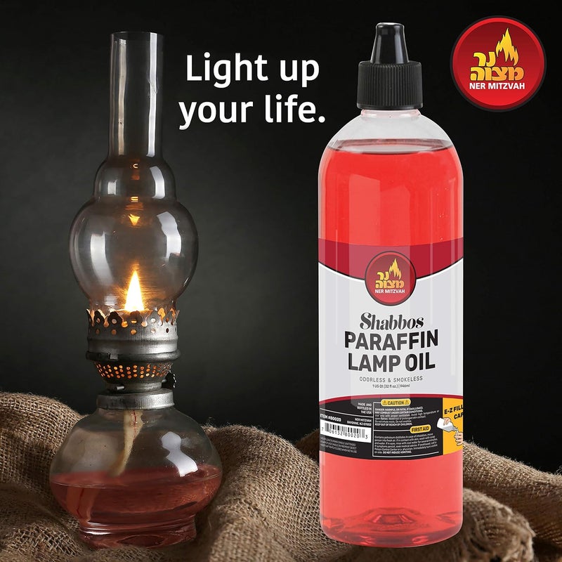 Ner Mitzvah Paraffin Lamp Oil - Red, 32oz - Smokeless, Odorless, Clean Burning Fuel for Indoor and Outdoor Use with E-Z Fill Cap - Image 5